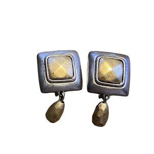 Premier Designs Hammered Two Tone convertible Clip On & Pierced Earrings